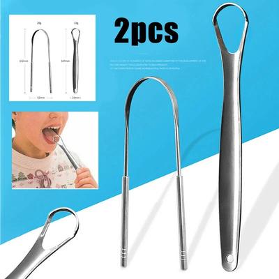 1/2 Pcs Tongue Scraper Stainless Steel Tongue Cleaner Bad Breath Removal Oral Care Tools