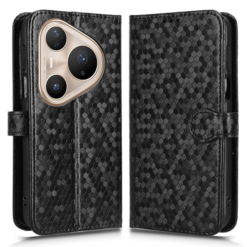 For Huawei Pura 80 Pro/80 Pro+ Wallet Case Dot Pattern Imprint PU Leather Phone Cover with Wrist Strap