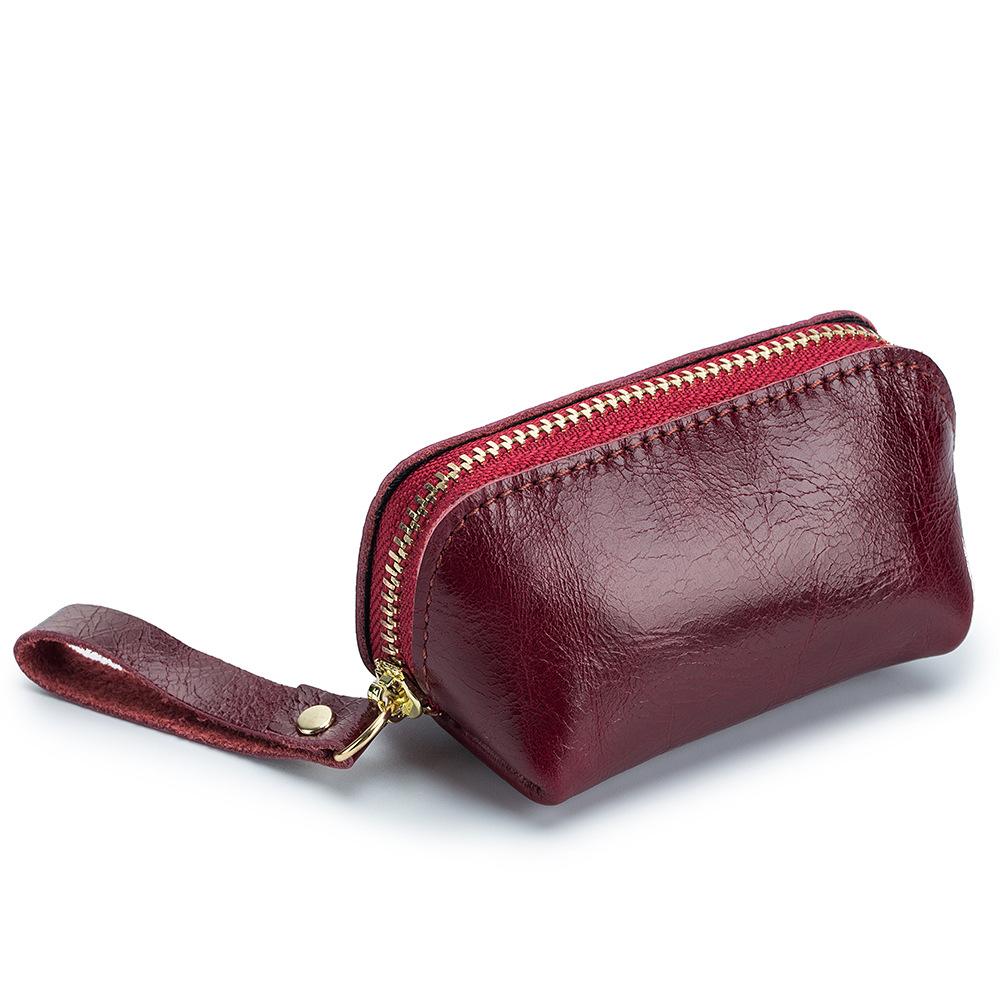 

Multifunctional change bag zipper women s simple solid color, European and American retro men s storage coin bag change bag mini бордовый
