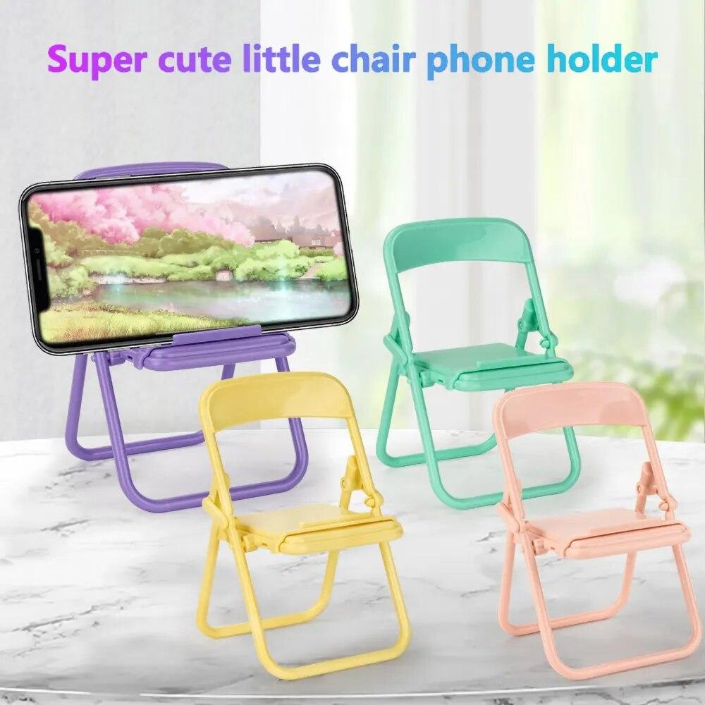 Suporte dobrável para telefone para iPhone 11/12/13 Pro Max Candy Color Chair Stand Mini Desktop Phone Dock Universal Lazy Bracket