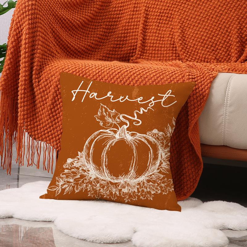 Autumn Pumpkin Set Pillow Cover Home Decor Sofa Cushion Letter Print Bedside Cushion Cover