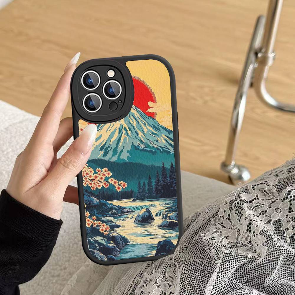 Fuji Mountain Osaka City Landscape Phone Case Hard Leather For IPhone 16 15 14 13 12 Mini 11 14 Pro Max Xs X Xr 7 8 Plus Fundas
