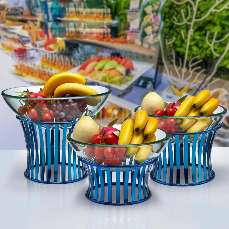 Gold Dessert Table Decorations Display Show Stand Buffet Wedding Banquet Tea Break Table Fruit Platter Cake Round Dessert Tray