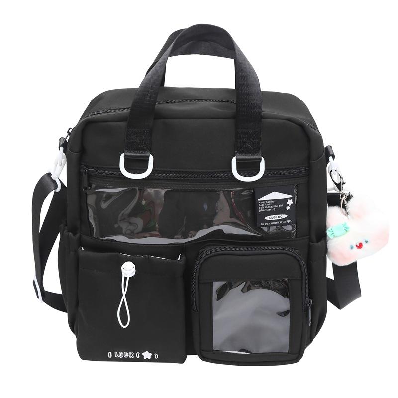 

Весна Новый Прозрачный Рюкзак Большой Вместимости Высокой Ценности в Стиле Инс для Учеников Средней и Старшей Школы, Для Ношения на Одном Плече и на Двух Плечах чёрный