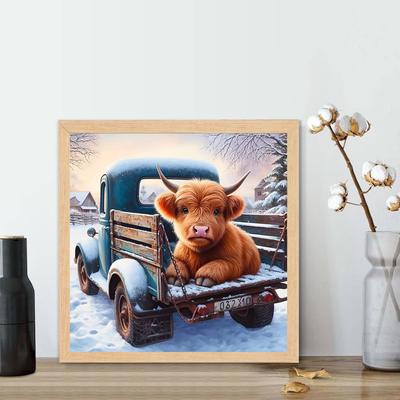 DIY Diamond Painting Baby Cow On The Truck Cross Stitch Kit Mosaic Art Diamond Painting Full Circle/Square Diamond Home Decoration