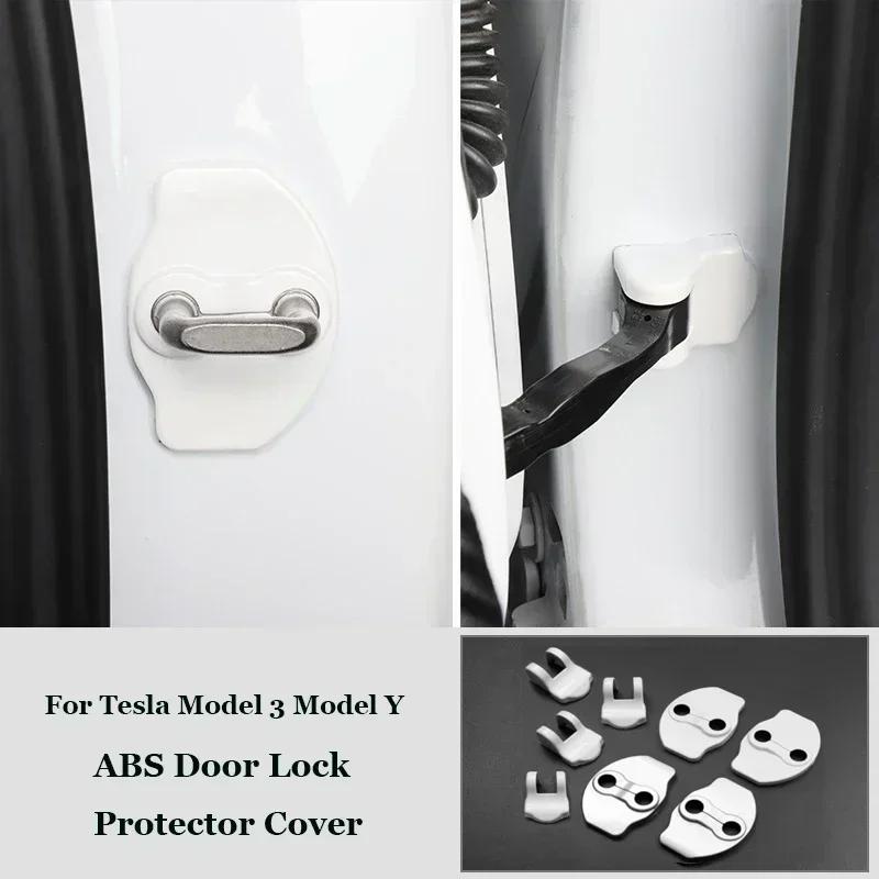 8pcs Door Lock Protector Cover for Tesla Model 3/Y/3+ Latches Door Stopper Covers Protection Caps ABS Car Interior Accessories