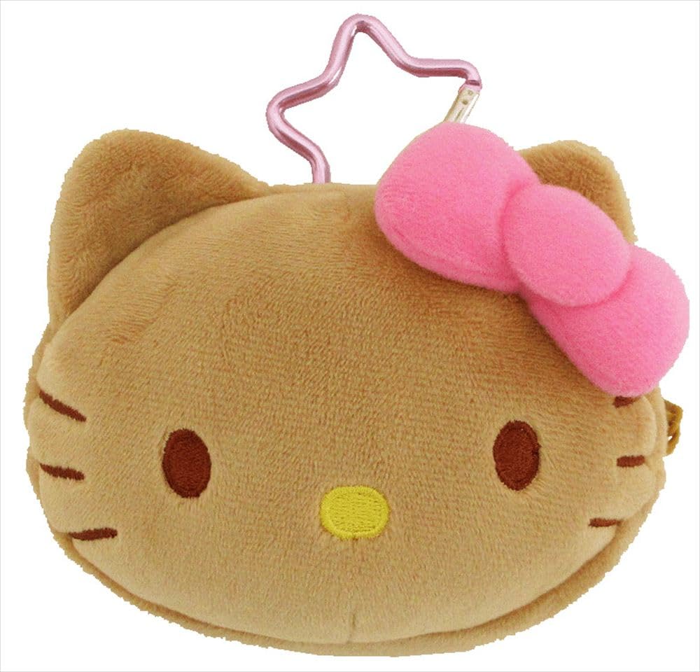 Unic Sanrio Carabiner Face Pouch Hello Kitty SR-0087BR (Brown)