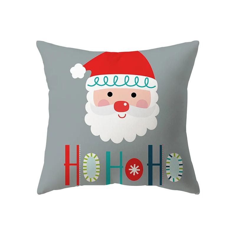 Merry Christmas Cute Santa Claus Snowman Print Pattern Cushion Cover Home Living Room Sofa Decoration Pillow
