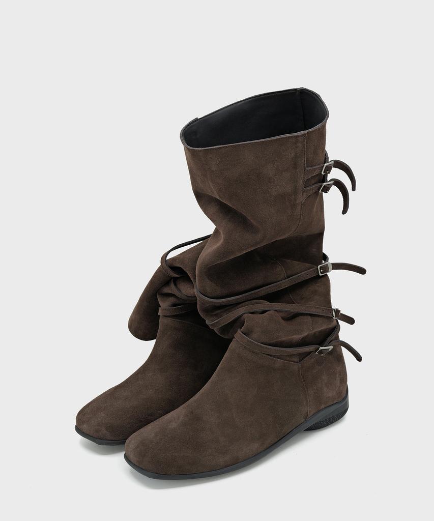 Moodnight Pia Comfort Sole 5-Belted Long Boots | Detachable Belt - 3 Colors