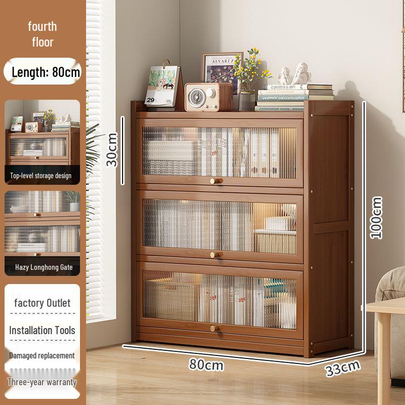 Floor-Standing Bookshelf for Students and Children - Compact Storage Cabinet for Small Apartment Living Rooms