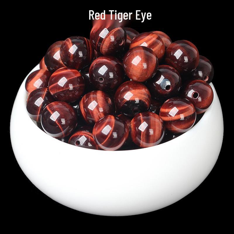 Gold, Red, Blue, and Yellow Tiger Eye Cat's Eye Round Beads for DIY Jewelry Making