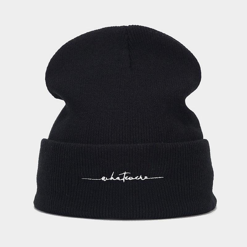 Autumn and winter new fashion trendy brand simple letter embroidery knitted hat men's outdoor warm wool hat women's personalized hat