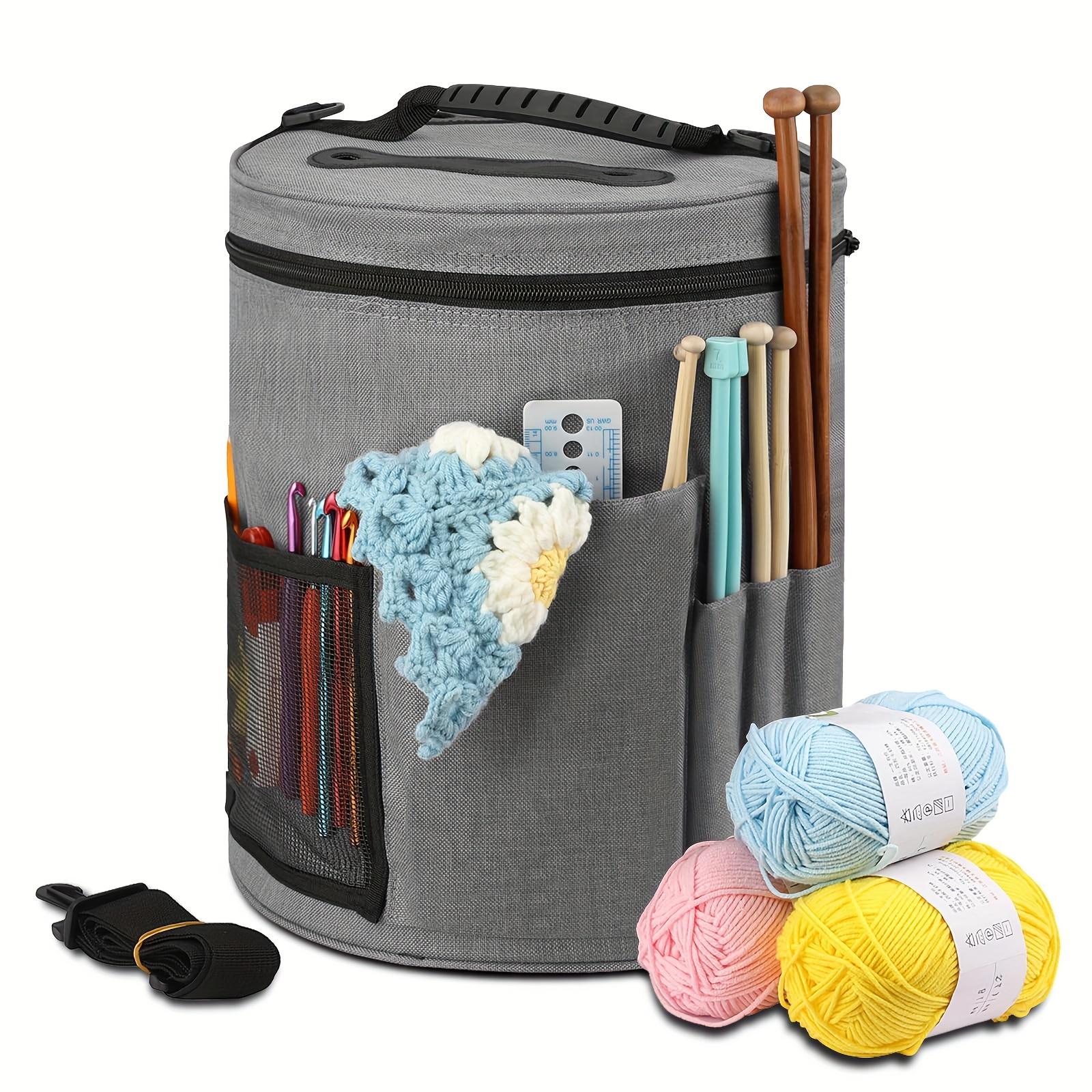 

Large Capacity Crochet Bag Yarn Storage Knitting Needle Organizer Crochet Tote Bag with Front Pocket for Yarn, Hooks сірий колір