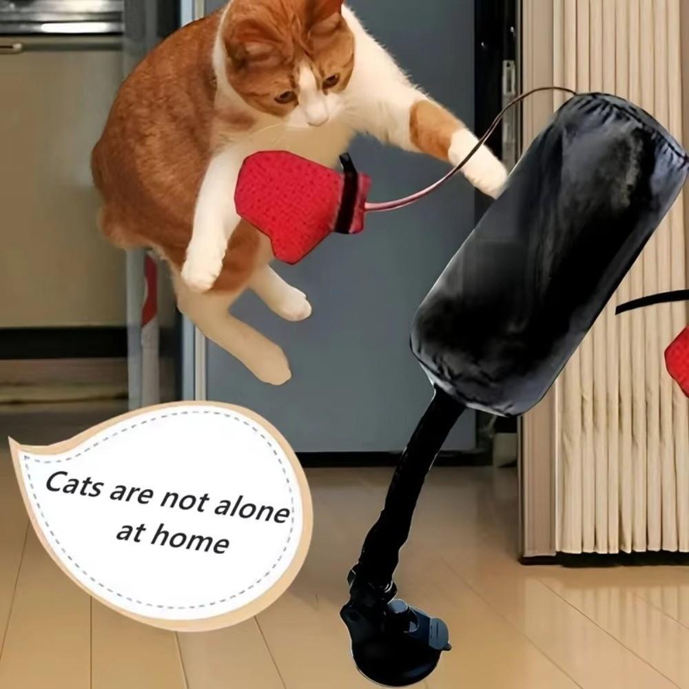 Suction Cup Cat Boxing Toy Scratch Trainer Self-standing Interactive Cat Toy Scratch Resistant Bite Resistant Cat Boxing Game
