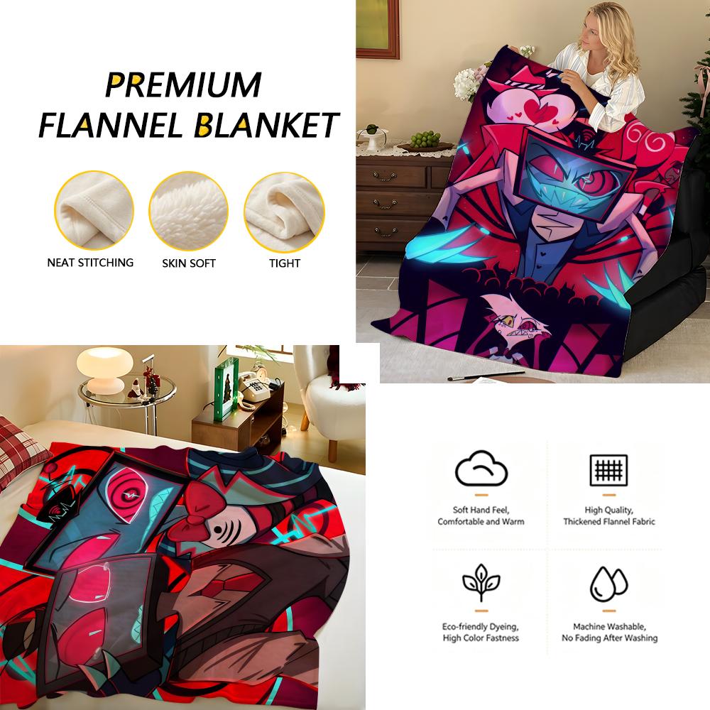 Animation H-Hazbin H-Hotel-l Throw Flannel Blanket, Soft Warm, Durable & Washable cute Cool