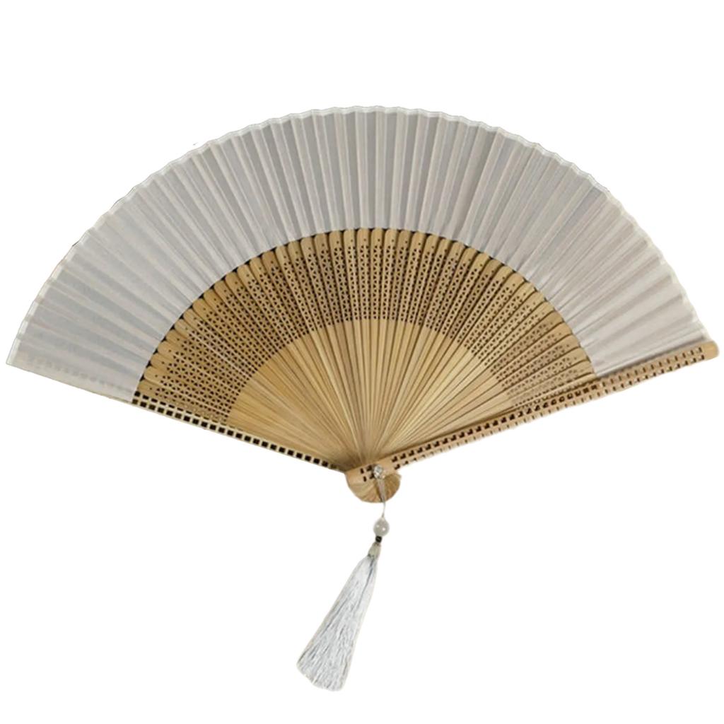 Silk and Bamboo Hand Fan Smooth and Comfortable Chinese Wooden Folding Fan Vintage Hollow Antiquity Fan