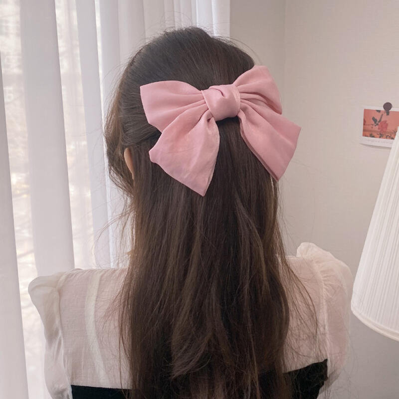 Julie Wang Ribbon Point Satin Hair Clip red