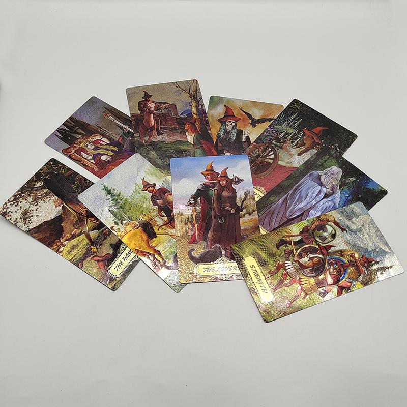 Neues Muster Goldfolie Tarotkarten Hexe Göttlich Prädiktives Brettspiel Wasserdicht Geheimnis Deck Für Anfänger Und Sammler
