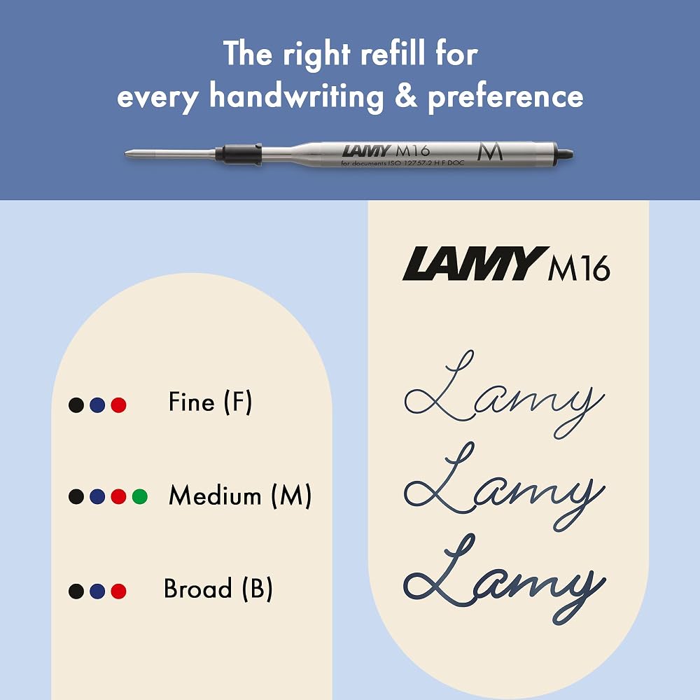 Lamy noto blue-silver ballpoint pen - simple ballpoint pen with plastic triangle body - clip is b...