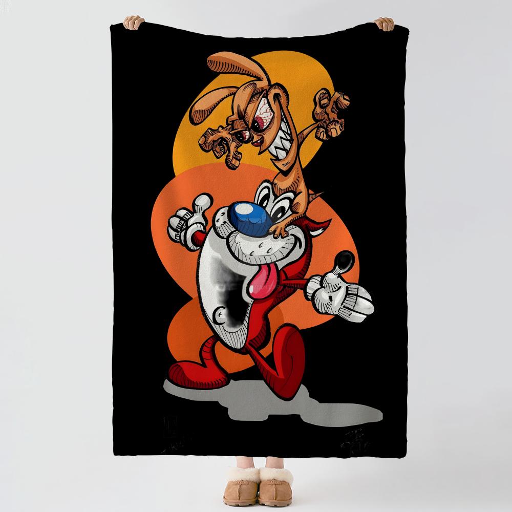 TThe RRen Stimpy Show Throw Soft Warm Flannel Blanket Multiuse Throw for Bed Sofa Office Air Conditioning Nap Blanket