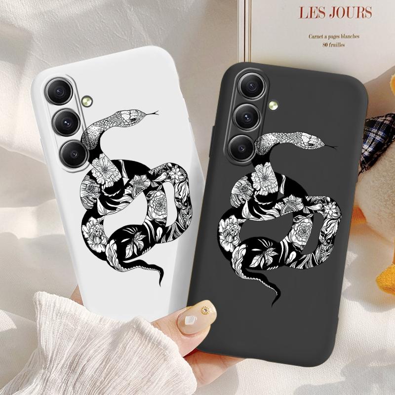 

Мягкий силиконовый чехол Flower Snake для Xiaomi Redmi Note 13 Pro 14C Samsung A55 S24 FE S25 A16 M35 iPhone 15 Huawei Honor Realme противоударный чехол для телефона Samsung Galaxy S9 Plus чёрный