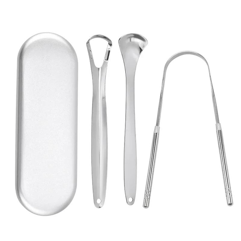 Premium 1pcs/3pcs Metal Tongue Scraper Cleaner for Adults Kids Portable Stainless Steel Tongue Scrapers Brushes for Removing Mass Air Flow 3