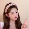 Spring Summer Women Solid Color Head Hoop Set Princess Girls Sweet Plaid Cloth Headbands for Children Daily Headpiece