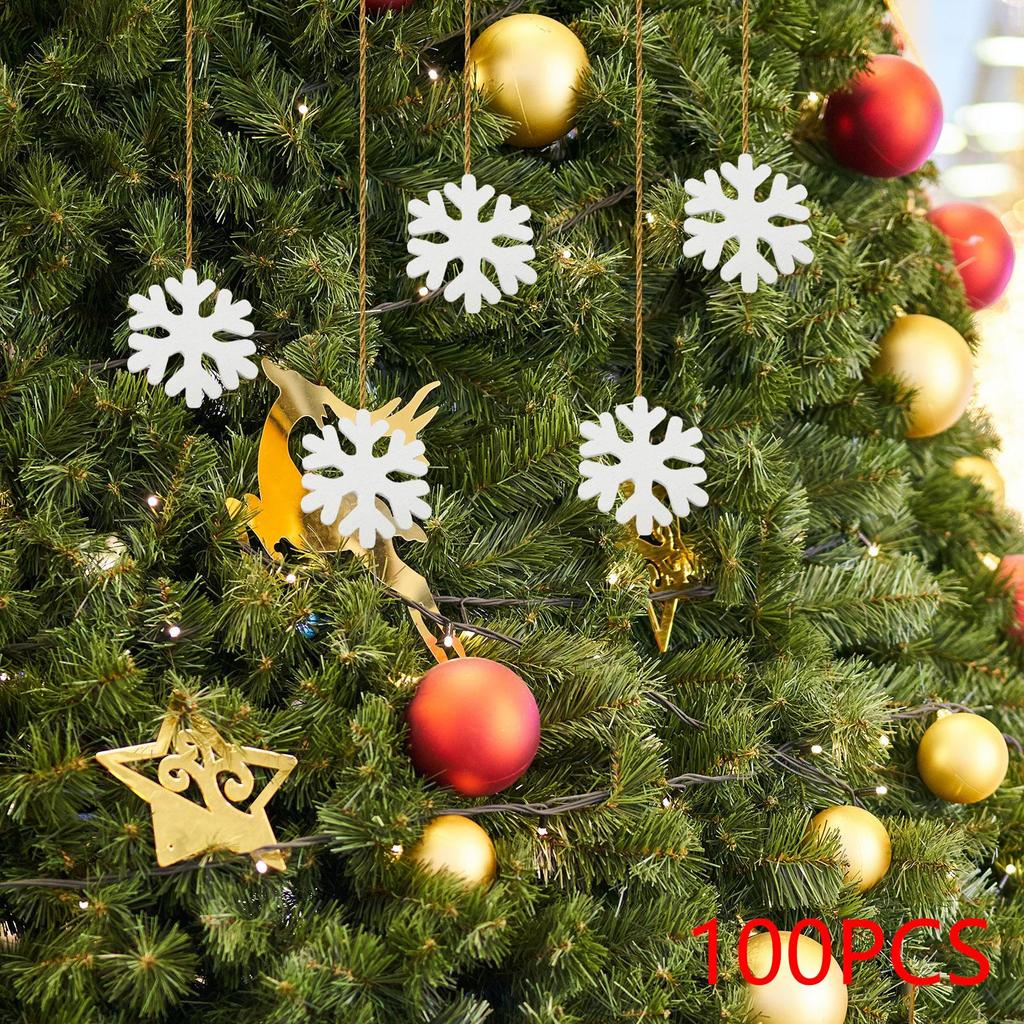 100Pcs Wood Snowflake Embellishments Christmas DIY Gifts 3cm Decor Crafts Slices