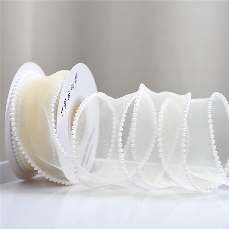 10 yards Rotolo di nastro di organza di colore pieno con bordo ondulato a coda di pesce per bouquet di fiori, regali, confezioni, decorazioni per feste di nozze