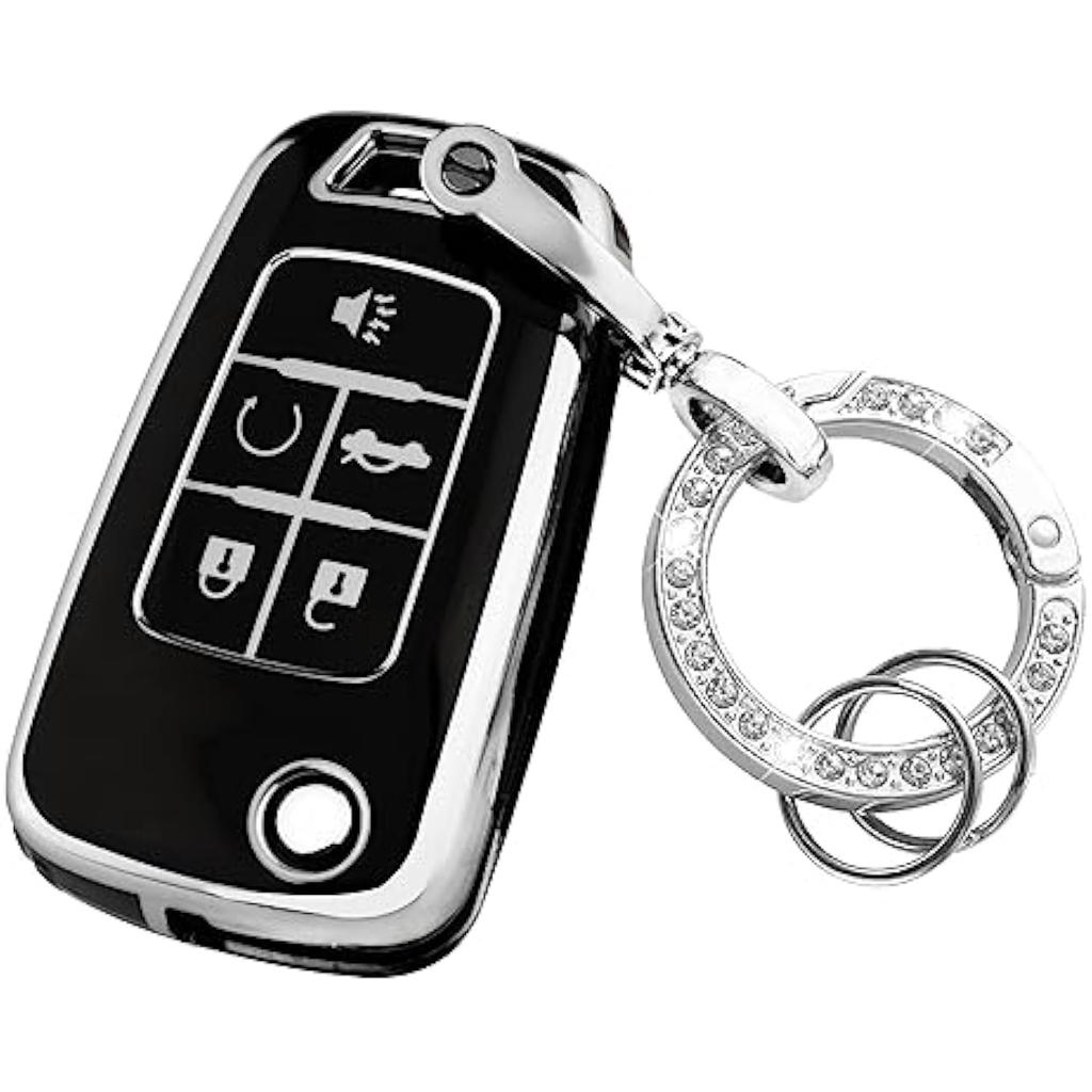 For Chevy Key Fob Cover with Keychain,Premium TPU Full Protection Key Case Shell for Equinox Camaro Cruze Malibu Impala Spark Sonic GMC