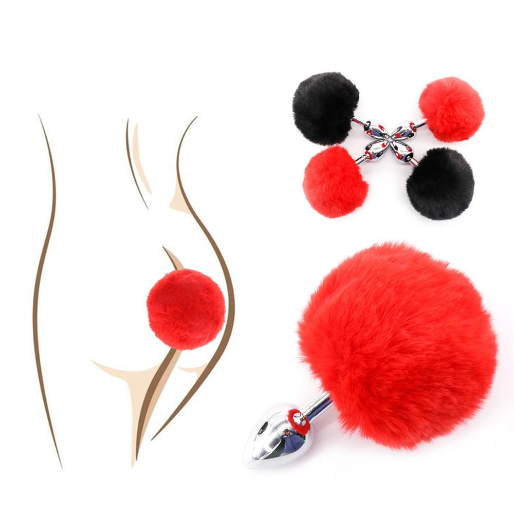 Anal Plug Rabbit Tail Role Play Stainless Steel Prostate Smooth Touch Metal Bunny Tail Sex Toys for Women Men Gay