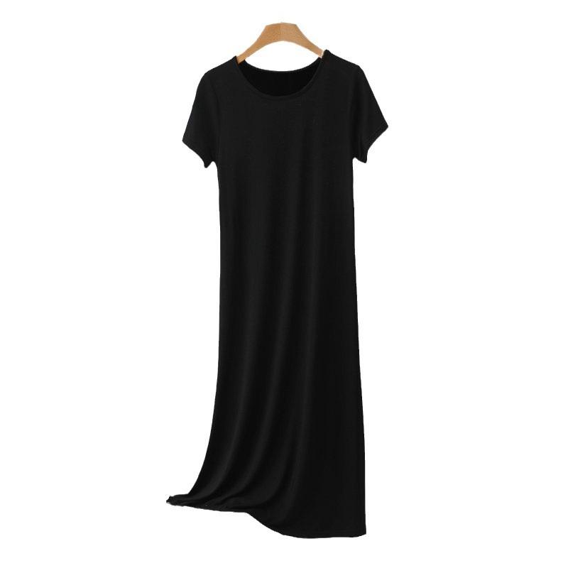New Short-sleeved Crew Neck Nightdress Women's Summer Modal Dress Summer Long A-shaped Dress