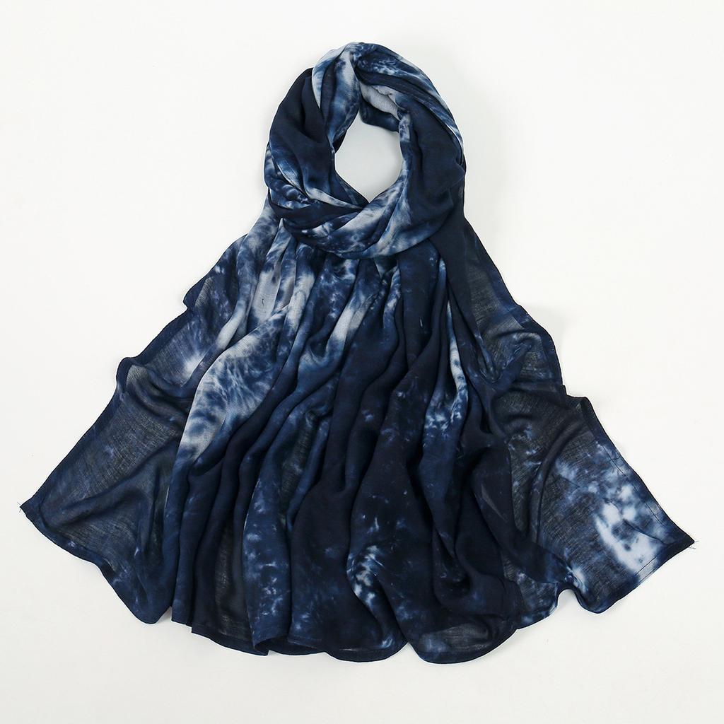 New Tie-Dyed Rayon Hijab Scarf Headscarf Big Size Dopamine Color Matching Long Scarf For Women Headband Islamic Turban 190*90Cm