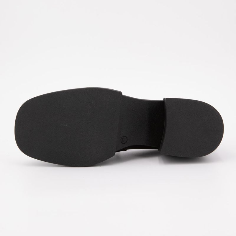 Mocassins noir à talons carrés cuir Femme ELVIO ZANON