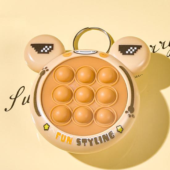 Mini Push Bubble Game Console Stress Relief Bubble Popping Game Machine Keychain Silicone Bubble Squeeze Sensory Fidget Toy