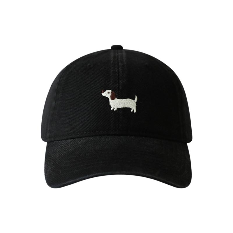 Breathable Cotton Blend Embroidered Puppy Design Adjustable Unisex Baseball Hat Multiple Colors