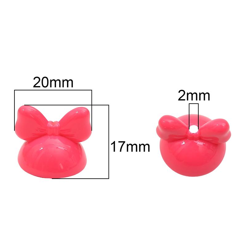 4 bucăți 20 mm mărgele acrilice cu fundă de iepure pentru colier breloc DIY bijuterii artizanale