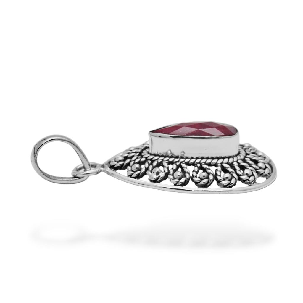 red corundum pendant, Antique handmade pendant, gift for her, 925 sterling silver jewelry