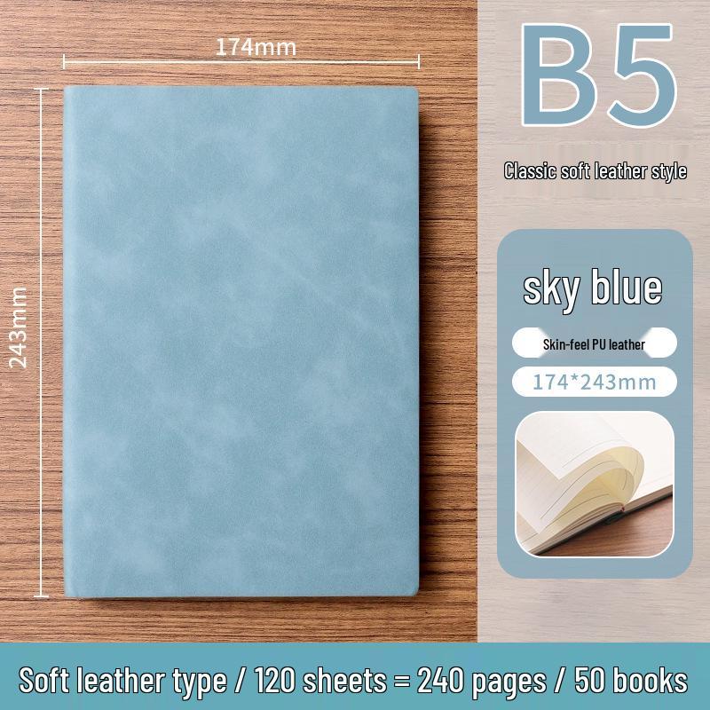 A5 Soft Leather Suede Notebook with Custom Logo - Simple B5 Business Meeting Journal, Large Thick Diary