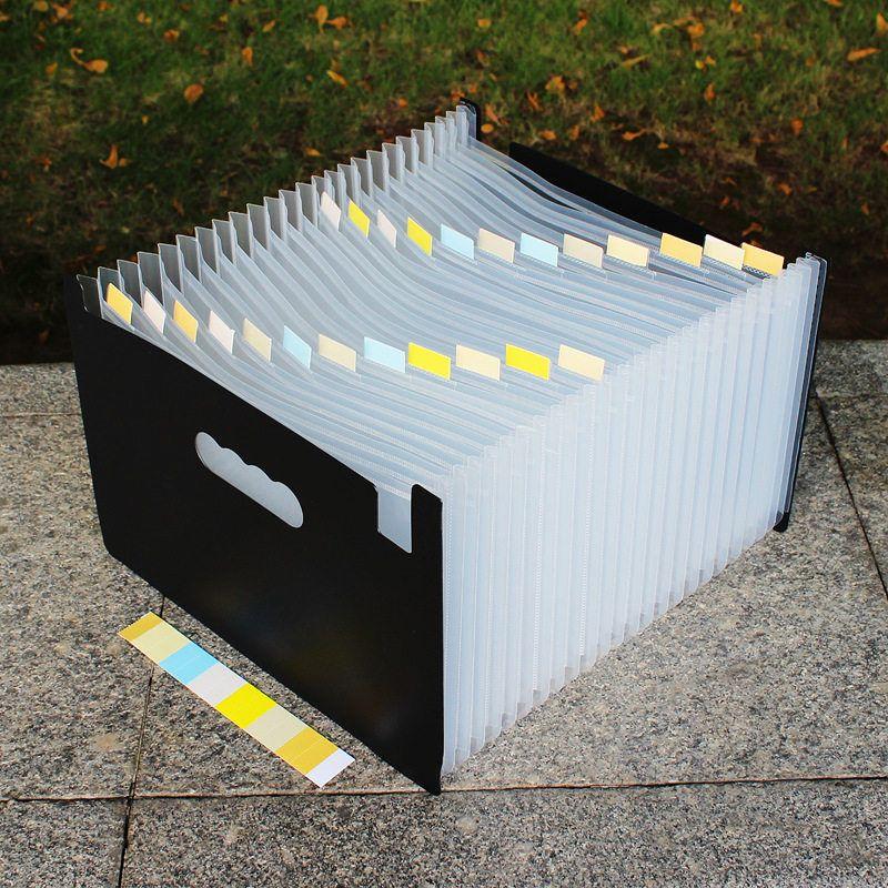 Retractable File Holder Vertical Satchel Folder A4 Paper Test Paper Classification Multi-Layered Material Desktop Storage Storage Clip