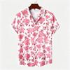 3D Rosenaufdruck Herrenhemd Sommer Locker Freizeit Kurzarm T-Shirt