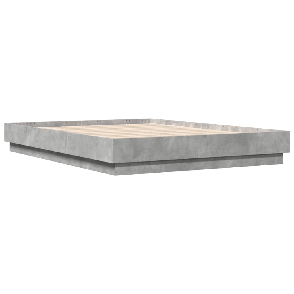 Bed Frame Concrete Grey 135 x 190 cm Engineered Wood
