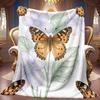 1pc 2D Butterfly Floral Theme Pattern Flannel Blanket, Soft HD Digital Print Cooling Blanket All Year Round! Soft And Breathable 100% Polyester Fiber,