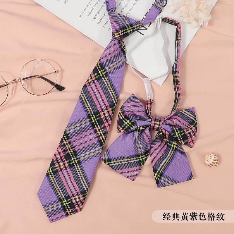 Jkdk Japanese Korean Version Of Striped College Style Red Cyan Gray Blue Shirt Men'S And Women'S Accessories Free Tie Tie Set