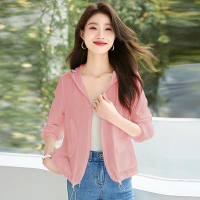 Summer New Loose Casual Small Sunscreen Clothes Women's Thin Fashion Hooded Sunscreen Clothes Cardigan Jacket