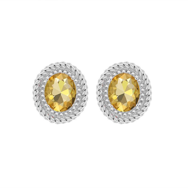 Elegant Retro Color Treasure Zircon Oval Ear Cuffs