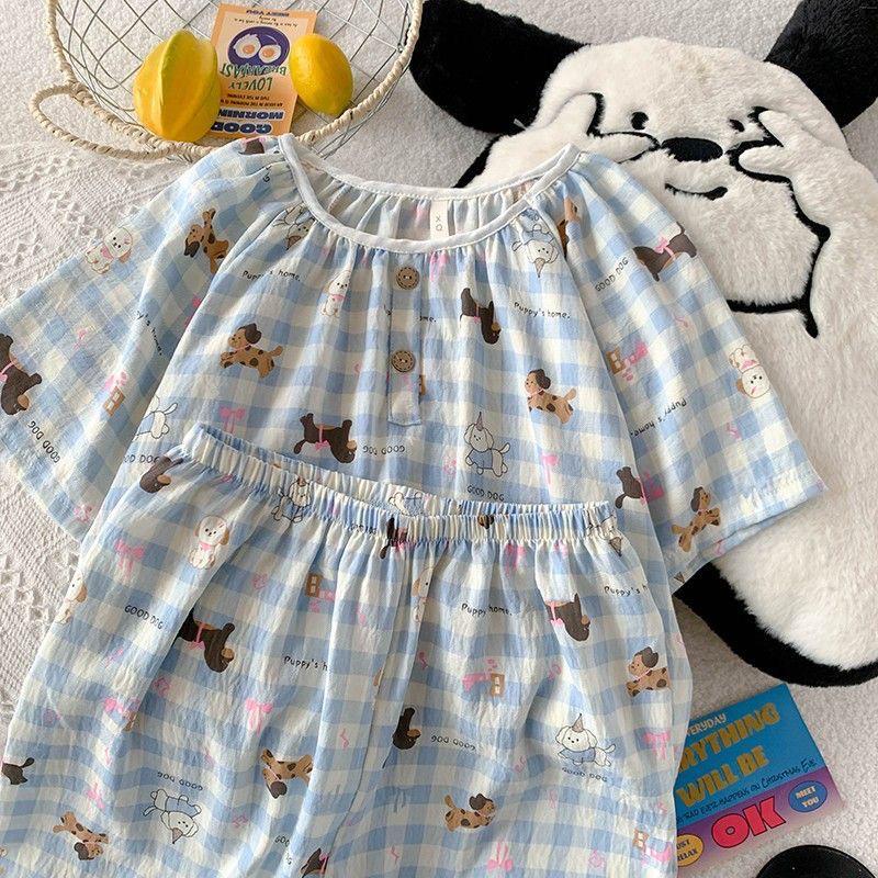 Women's V-Neck Cartoon Silk Pajama Set - Summer Short Sleeve 2022 Collection