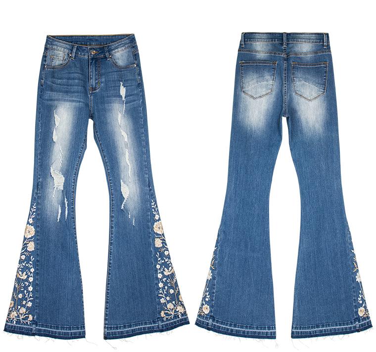 Women's 3D Embroidery Flare Jeans
