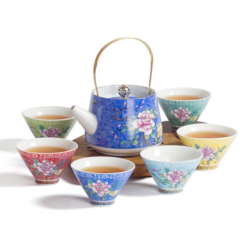 Цзиндэчжэньский фарфоровый чайный сервиз  Фамиль Роз  с пионами