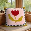 Flower Ins Simple Art Cushion Cover Silky Short Plush Invisible Zipper Dustproof Sofa Pillow Case For Home Decor
